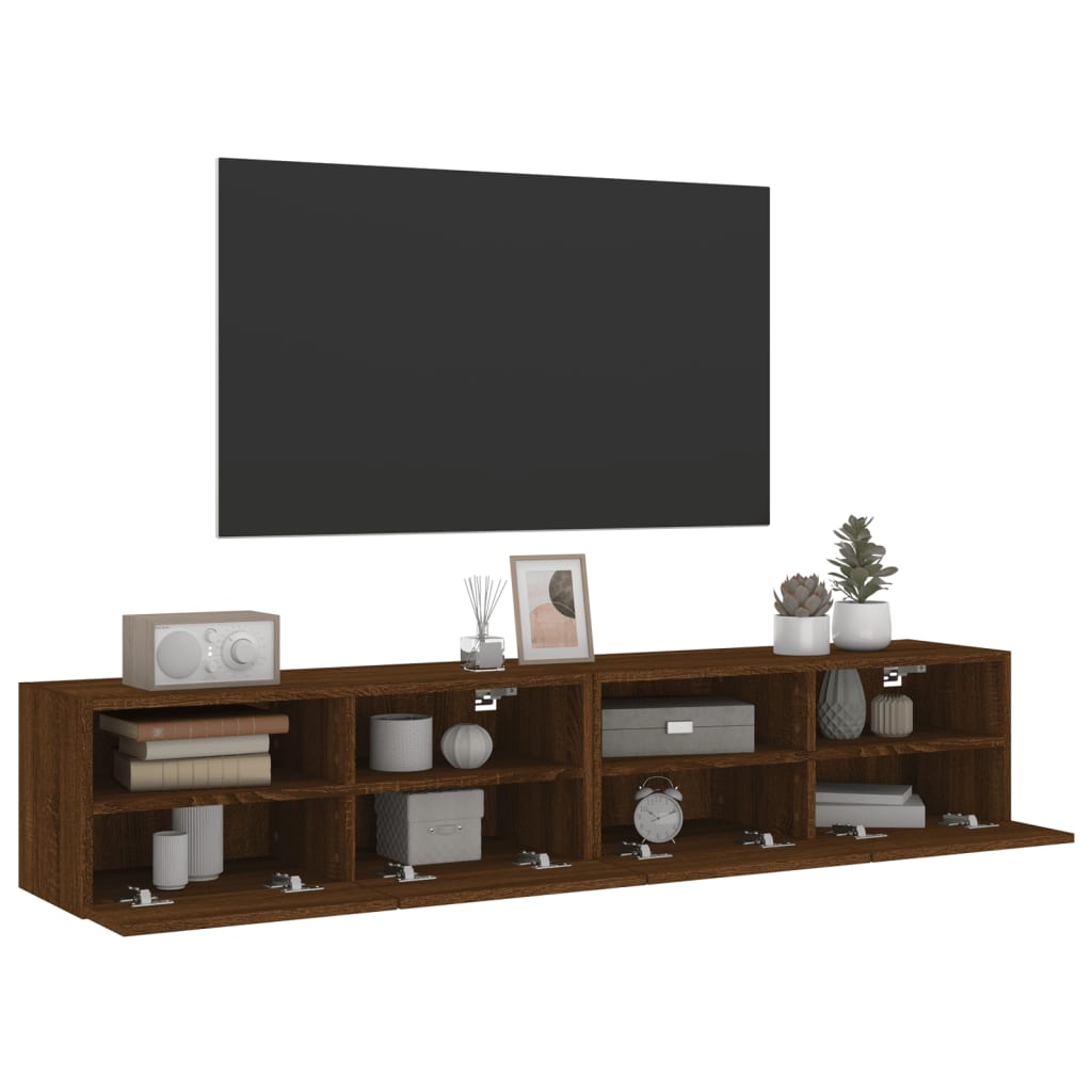 TV Wall Cabinets 2 pcs Brown Oak 80x30x30 cm Engineered Wood