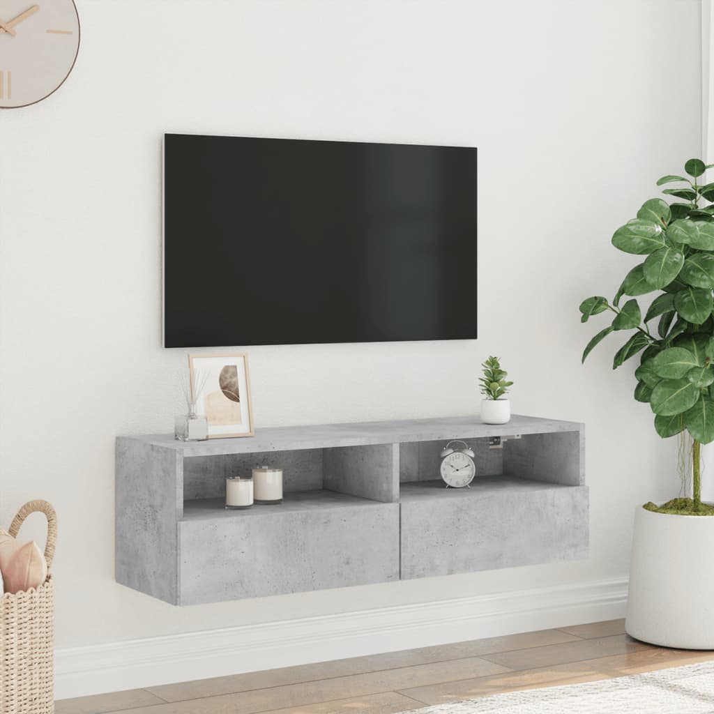 TV Wall Cabinet Concrete Grey 100x30x30 cm Engineered Wood