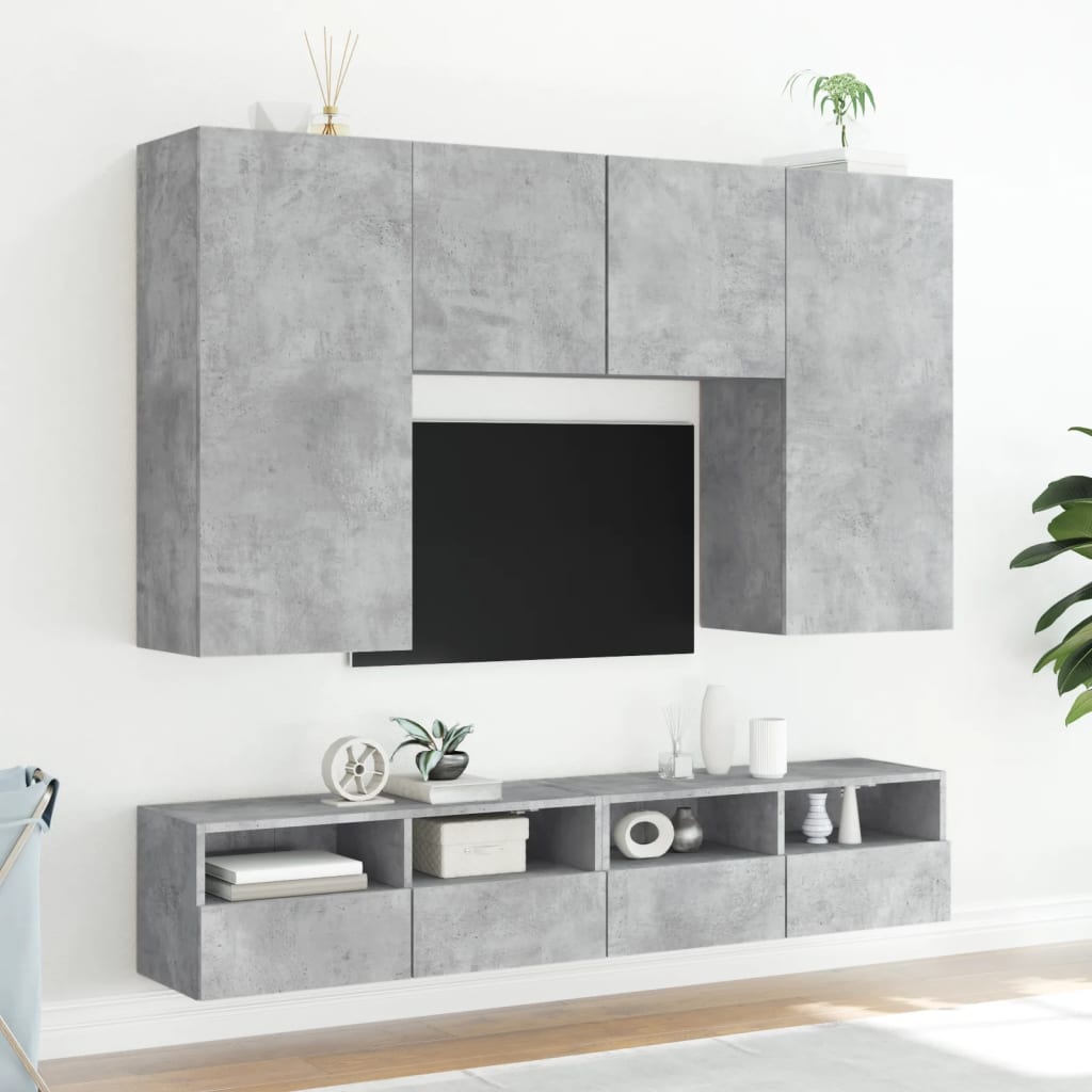 TV Wall Cabinet Concrete Grey 100x30x30 cm Engineered Wood