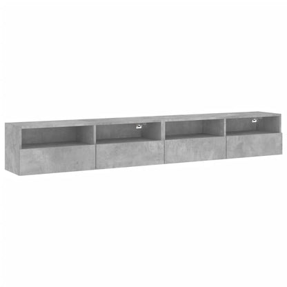 TV Wall Cabinets 2 pcs Concrete Grey 100x30x30 cm Engineered Wood