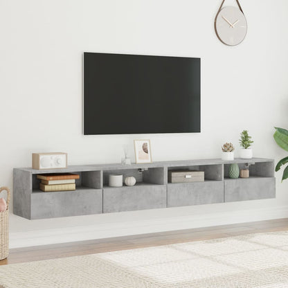 TV Wall Cabinets 2 pcs Concrete Grey 100x30x30 cm Engineered Wood