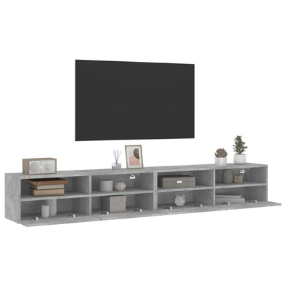 TV Wall Cabinets 2 pcs Concrete Grey 100x30x30 cm Engineered Wood