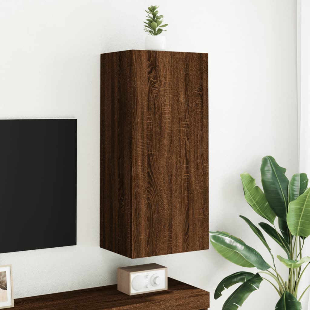 TV Wall Cabinet Brown Oak 40.5x30x90 cm Engineered Wood