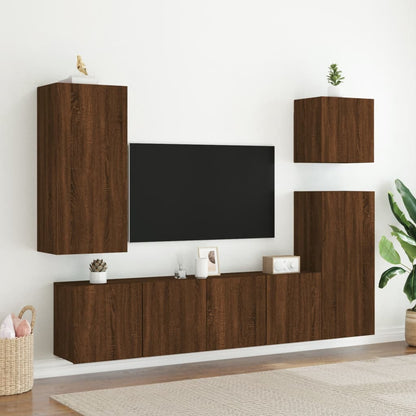 TV Wall Cabinet Brown Oak 40.5x30x90 cm Engineered Wood