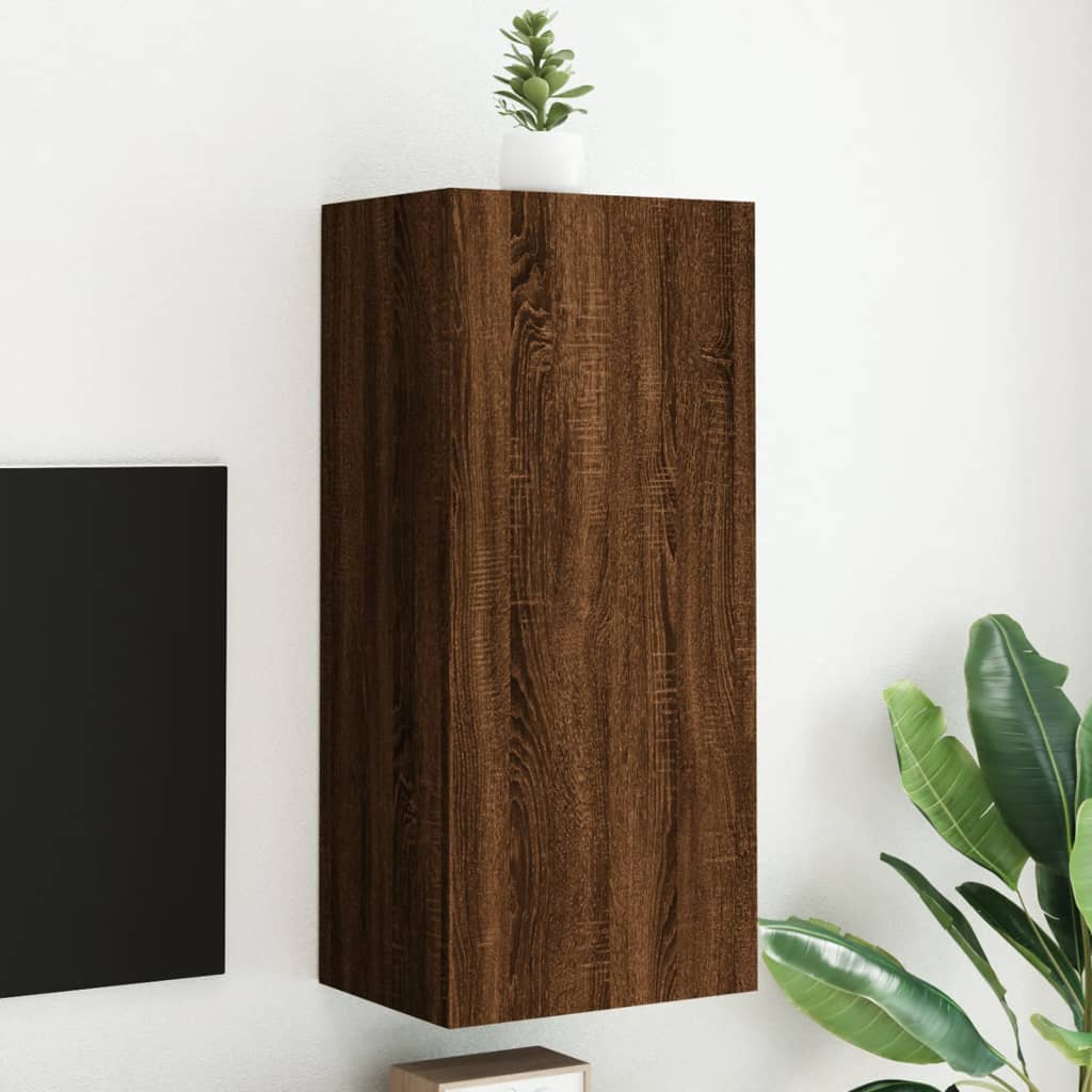 TV Wall Cabinet Brown Oak 40.5x30x90 cm Engineered Wood