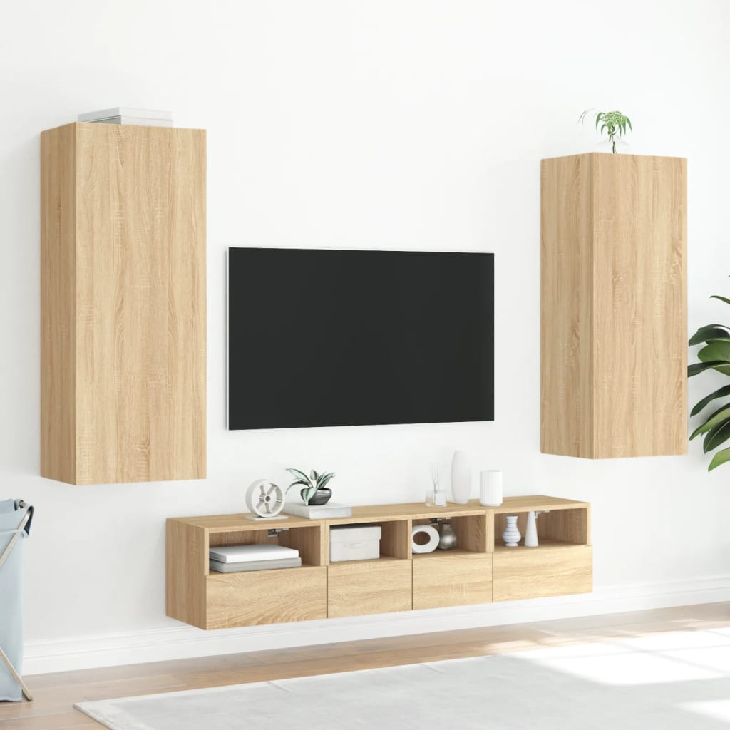 TV Wall Cabinet Sonoma Oak 40.5x30x102 cm Engineered Wood