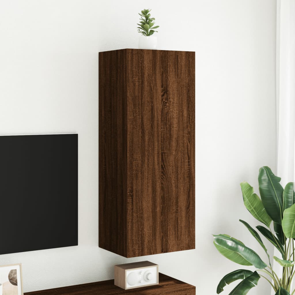 TV Wall Cabinet Brown Oak 40.5x30x102 cm Engineered Wood