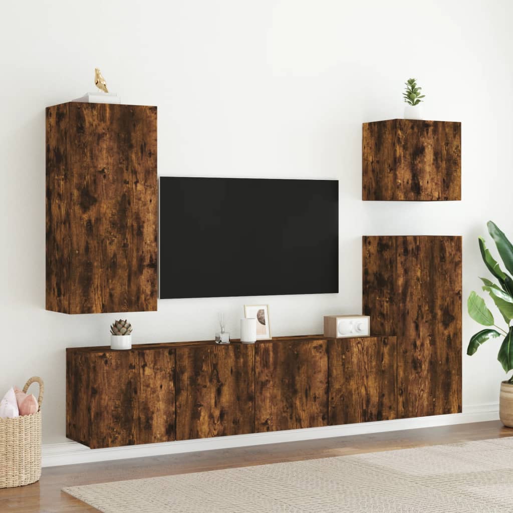 TV Cabinet Wall-mounted Smoked Oak 80x30x41 cm