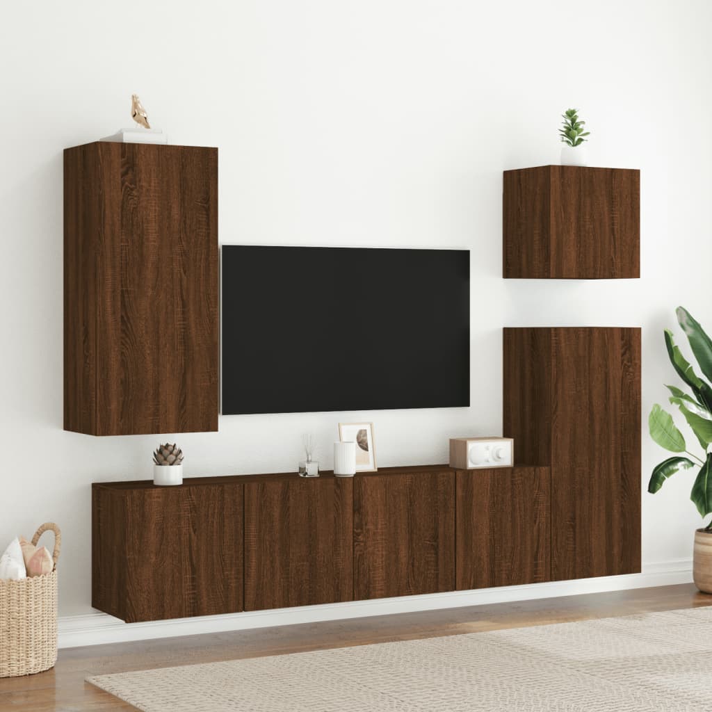 TV Cabinet Wall-mounted Brown Oak 80x30x41 cm