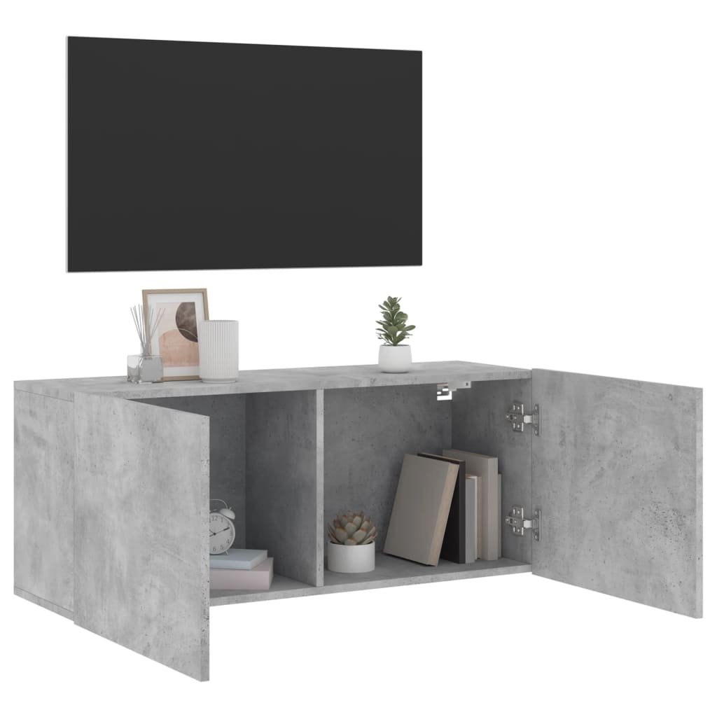 TV Cabinet Wall-mounted Concrete Grey 100x30x41 cm