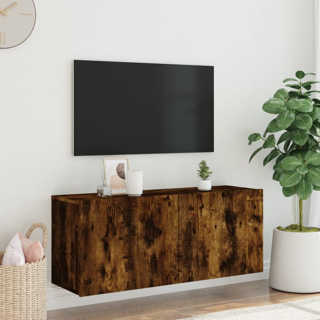 TV Cabinet Wall-mounted Smoked Oak 100x30x41 cm