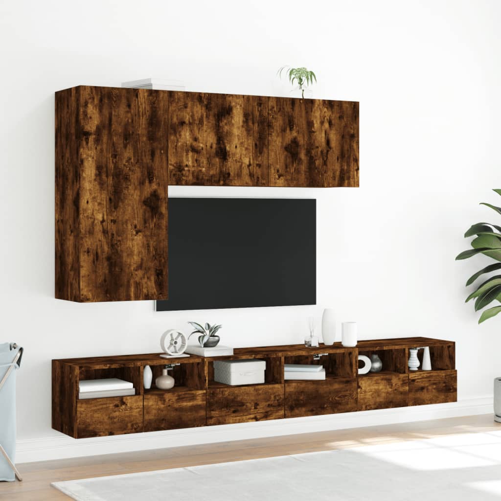 TV Cabinet Wall-mounted Smoked Oak 100x30x41 cm