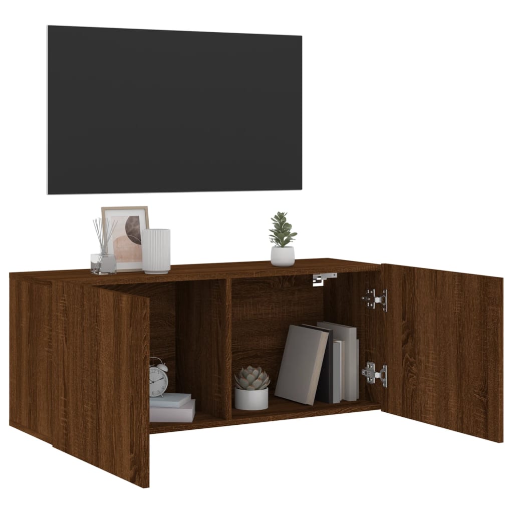 TV Cabinet Wall-mounted Brown Oak 100x30x41 cm