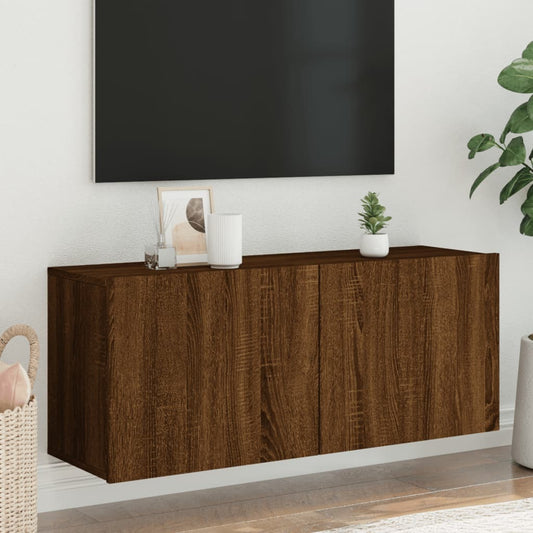 TV Cabinet Wall-mounted Brown Oak 100x30x41 cm