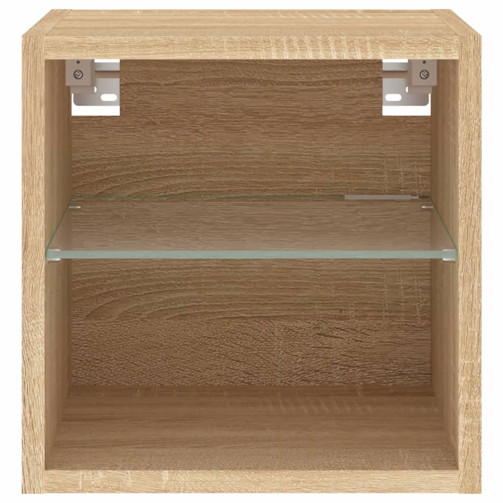 TV Wall Cabinet with LED Lights Sonoma Oak 30x28.5x30 cm