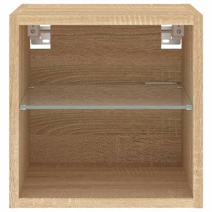 TV Wall Cabinet with LED Lights Sonoma Oak 30x28.5x30 cm