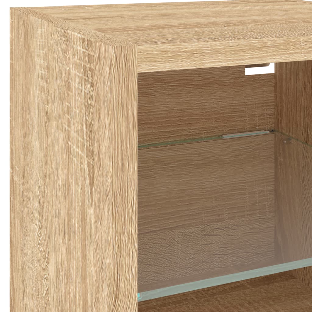 TV Wall Cabinet with LED Lights Sonoma Oak 30x28.5x30 cm