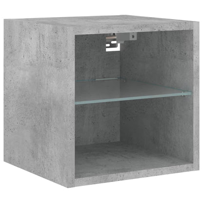 TV Wall Cabinet with LED Lights Concrete Grey 30x28.5x30 cm