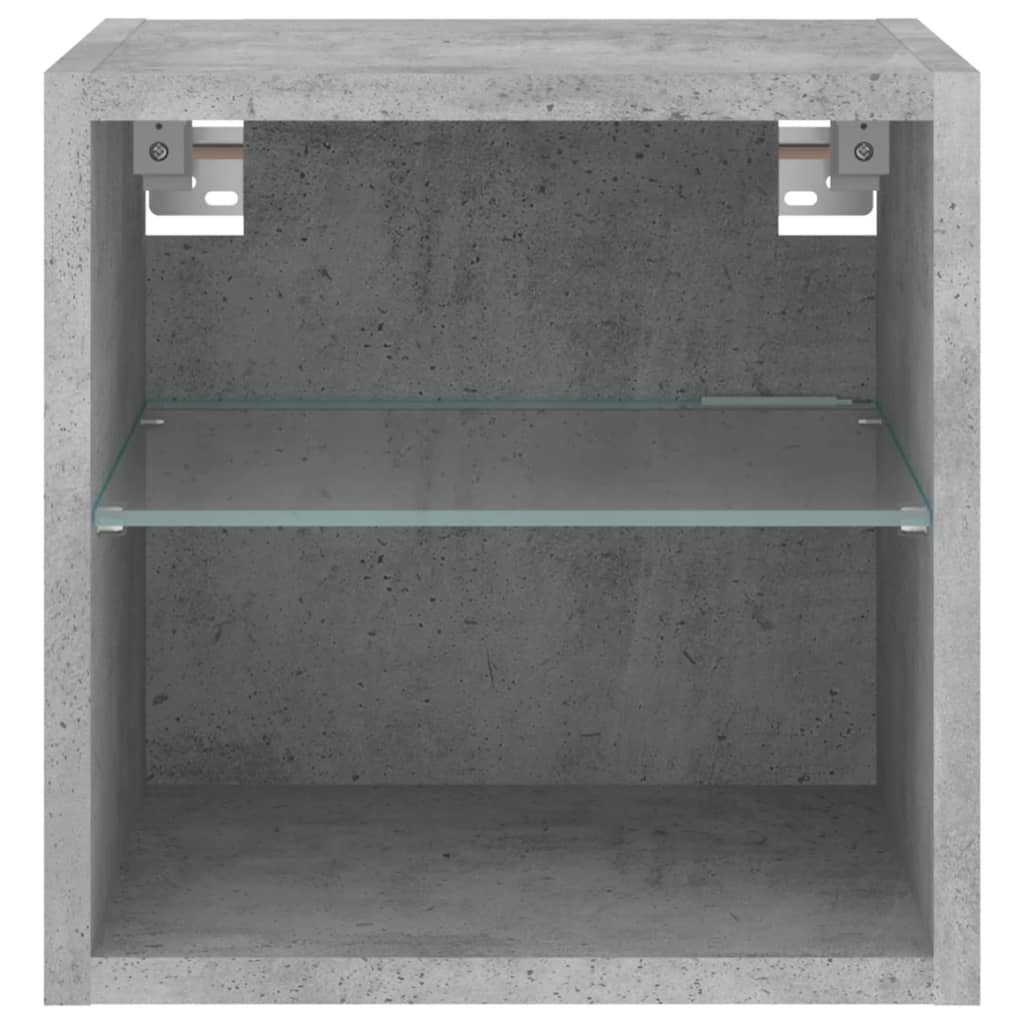 TV Wall Cabinet with LED Lights Concrete Grey 30x28.5x30 cm