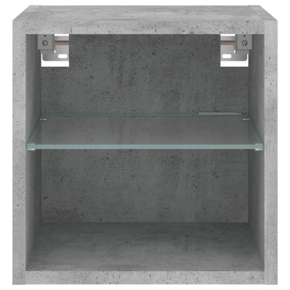 TV Wall Cabinet with LED Lights Concrete Grey 30x28.5x30 cm