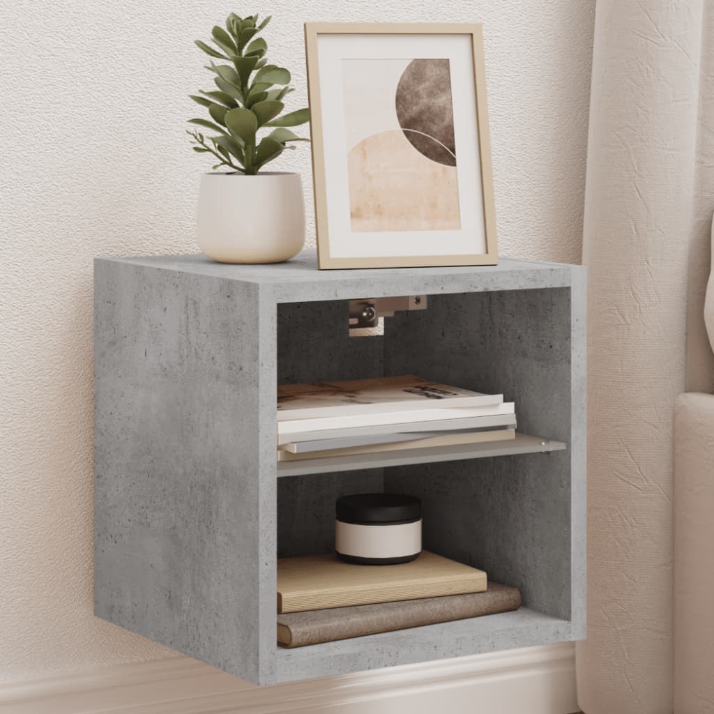 TV Wall Cabinet with LED Lights Concrete Grey 30x28.5x30 cm