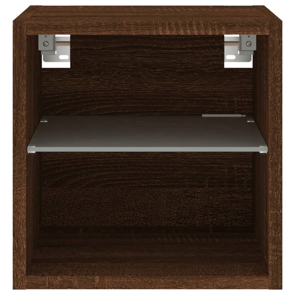 TV Wall Cabinets with LED Lights 2 pcs Brown Oak 30x28.5x30 cm