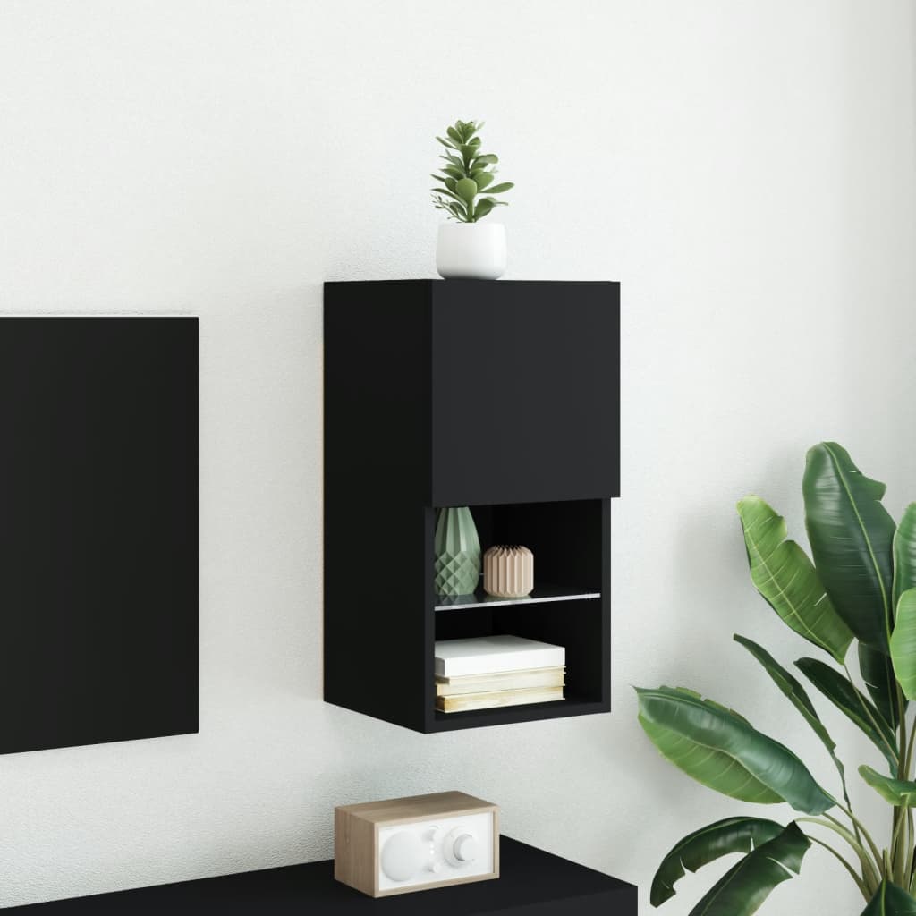 TV Cabinet with LED Lights Black 30.5x30x60 cm