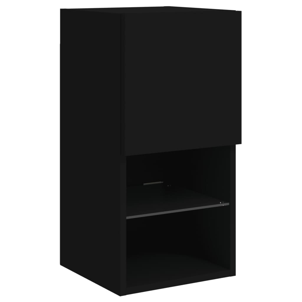 TV Cabinet with LED Lights Black 30.5x30x60 cm