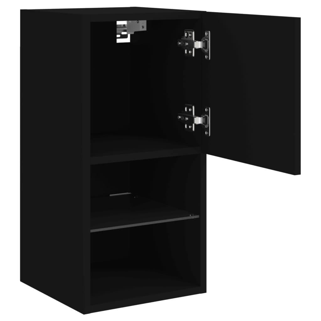 TV Cabinet with LED Lights Black 30.5x30x60 cm