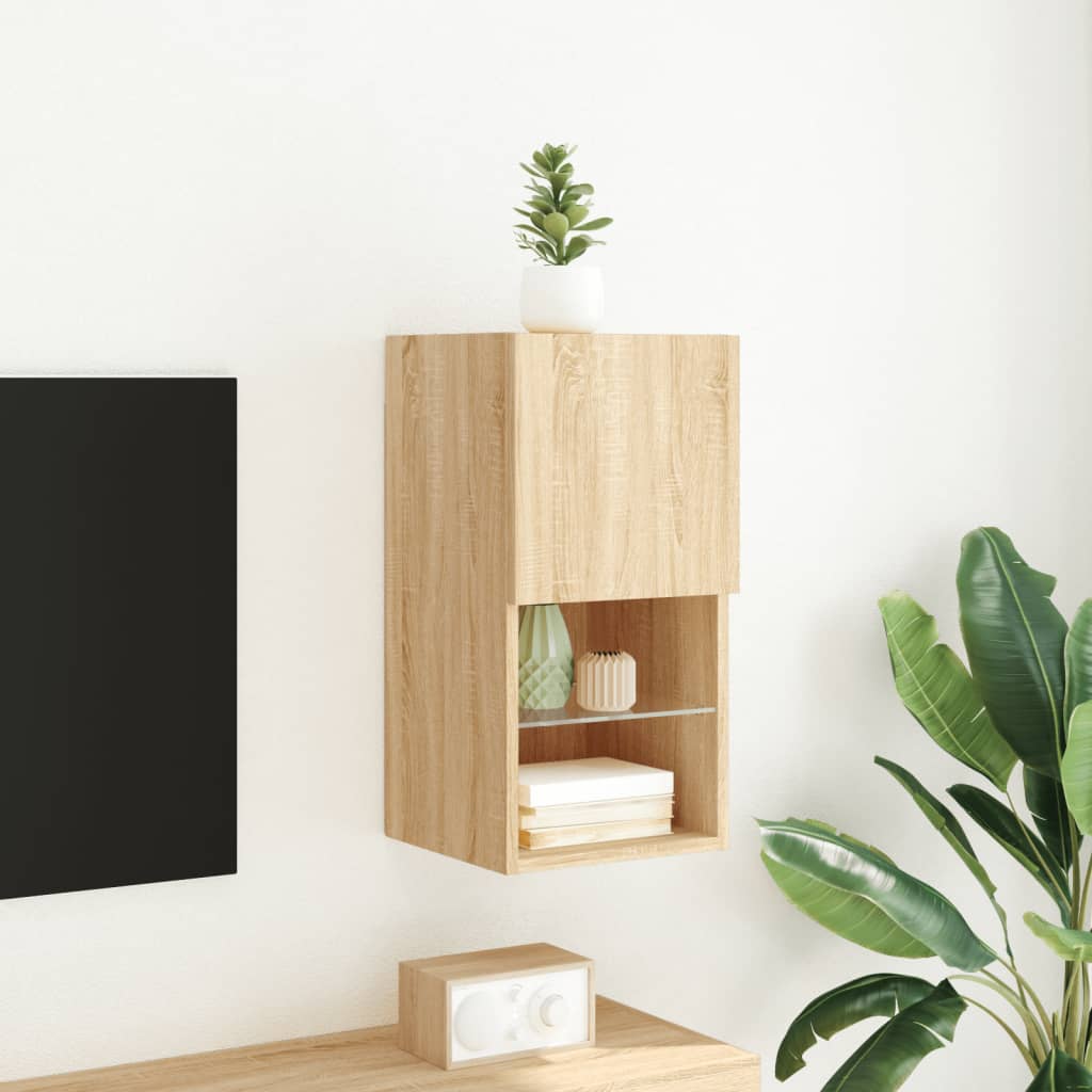 TV Cabinet with LED Lights Sonoma Oak 30.5x30x60 cm