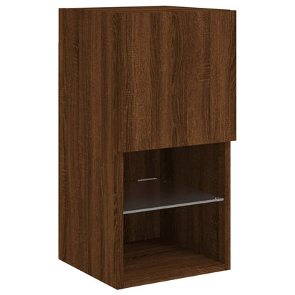 TV Cabinet with LED Lights Brown Oak 30.5x30x60 cm