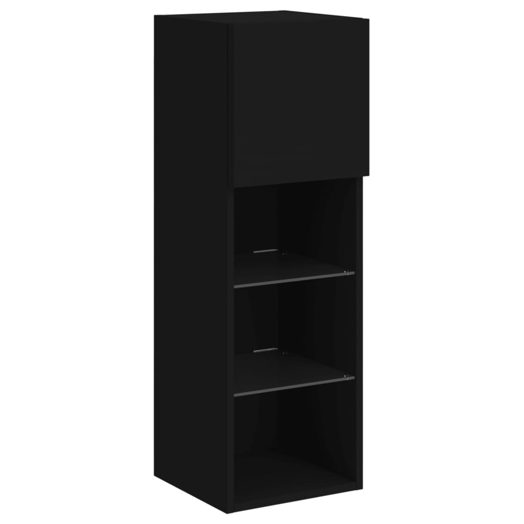 TV Cabinet with LED Lights Black 30.5x30x90 cm