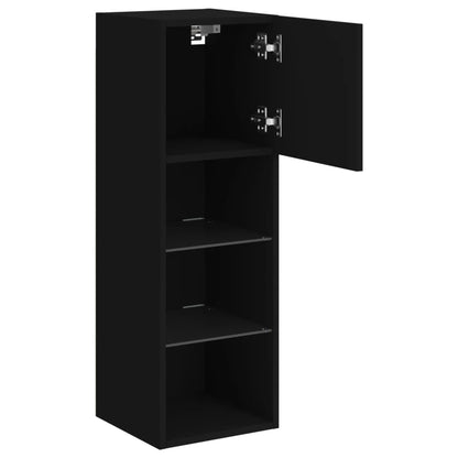 TV Cabinet with LED Lights Black 30.5x30x90 cm