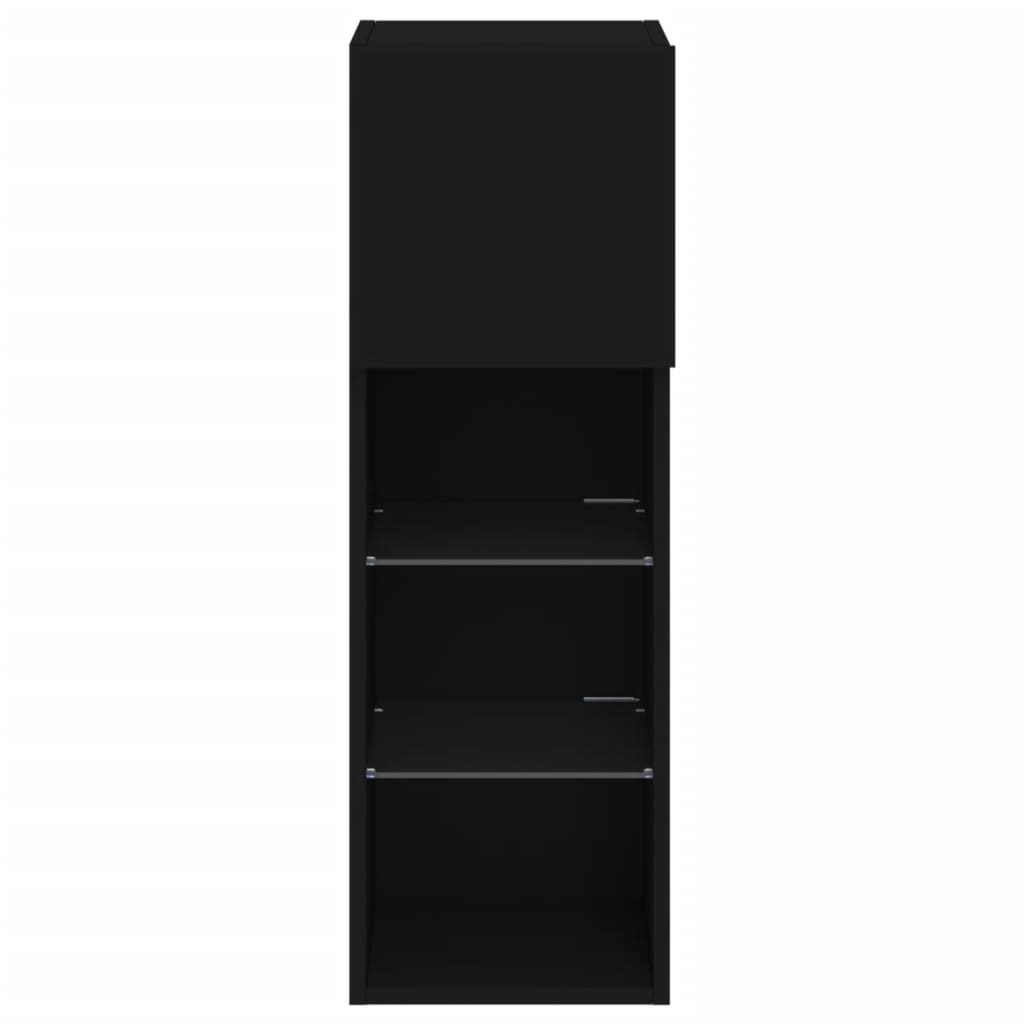 TV Cabinet with LED Lights Black 30.5x30x90 cm