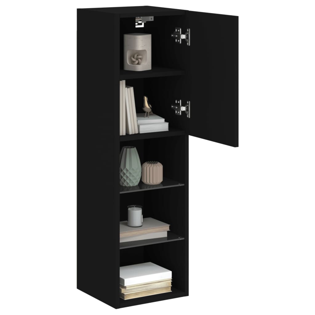 TV Cabinet with LED Lights Black 30.5x30x102 cm