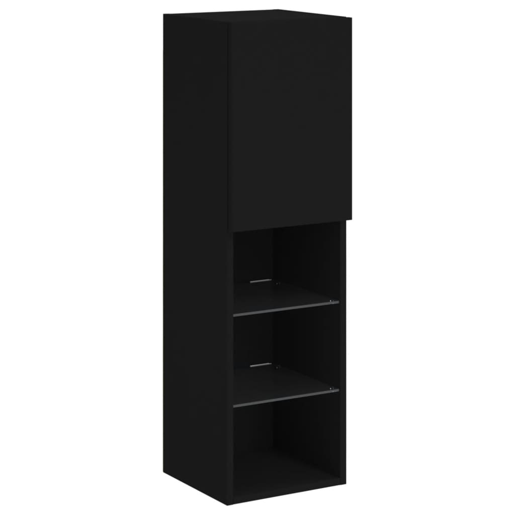 TV Cabinet with LED Lights Black 30.5x30x102 cm