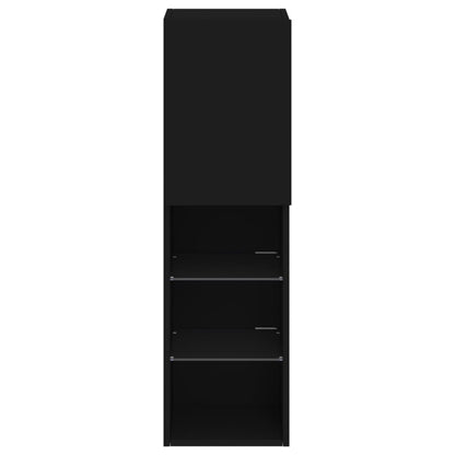 TV Cabinet with LED Lights Black 30.5x30x102 cm