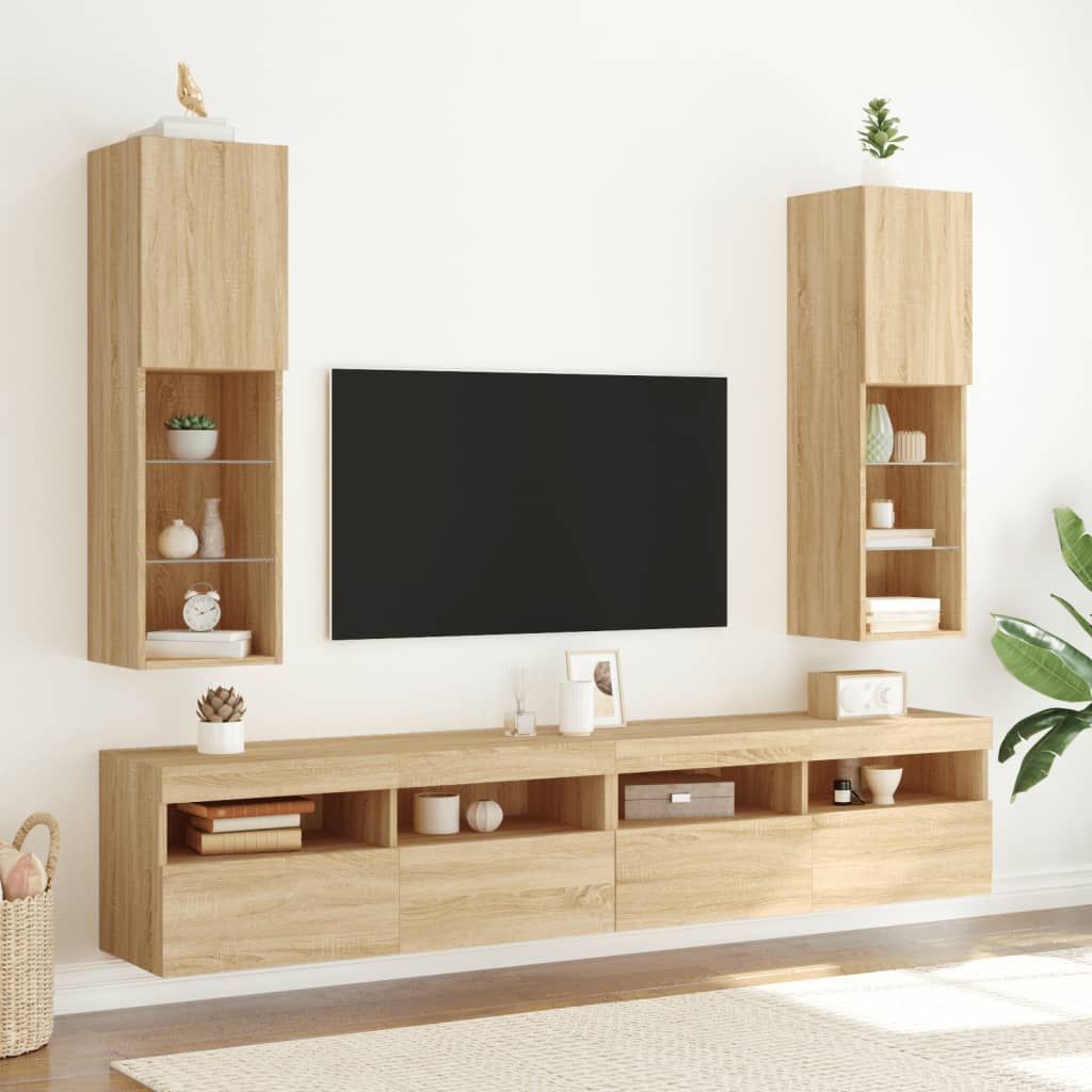 TV Cabinet with LED Lights Sonoma Oak 30.5x30x102 cm