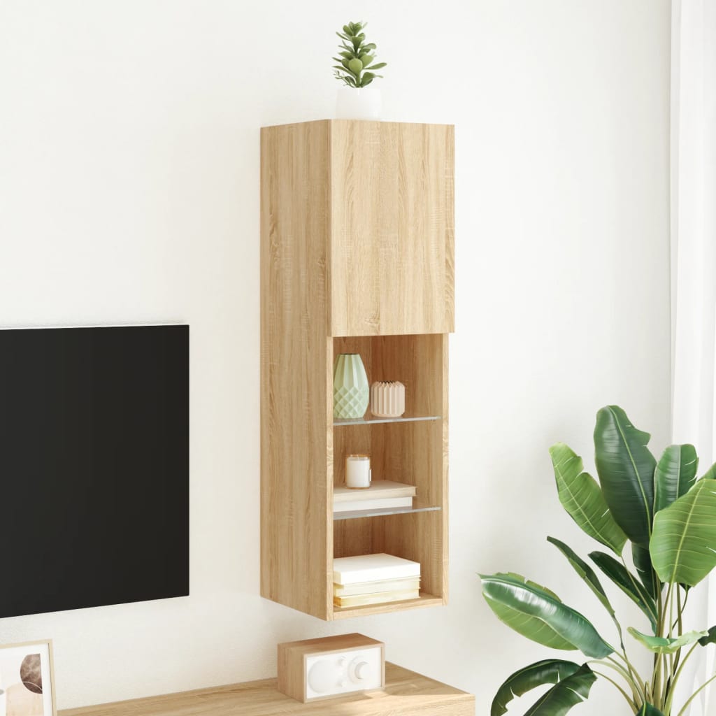 TV Cabinet with LED Lights Sonoma Oak 30.5x30x102 cm