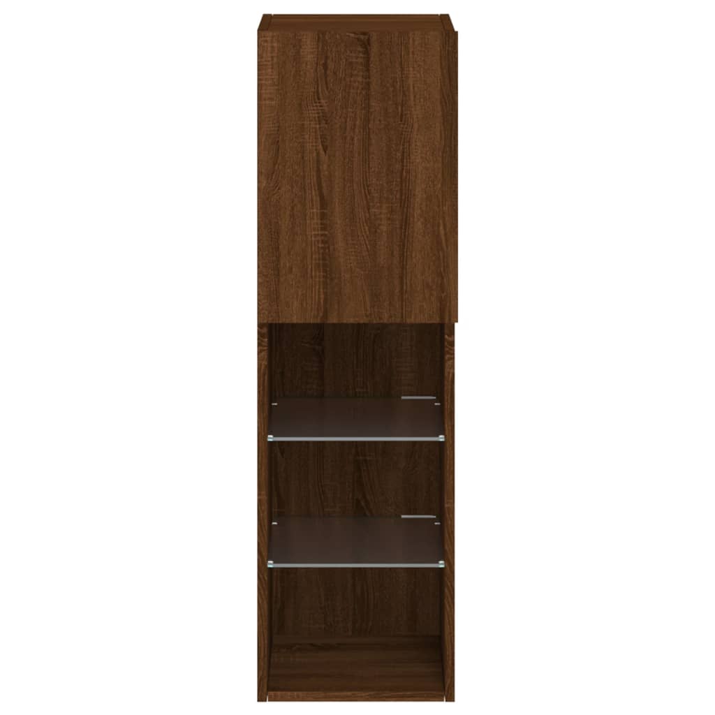 TV Cabinet with LED Lights Brown Oak 30.5x30x102 cm