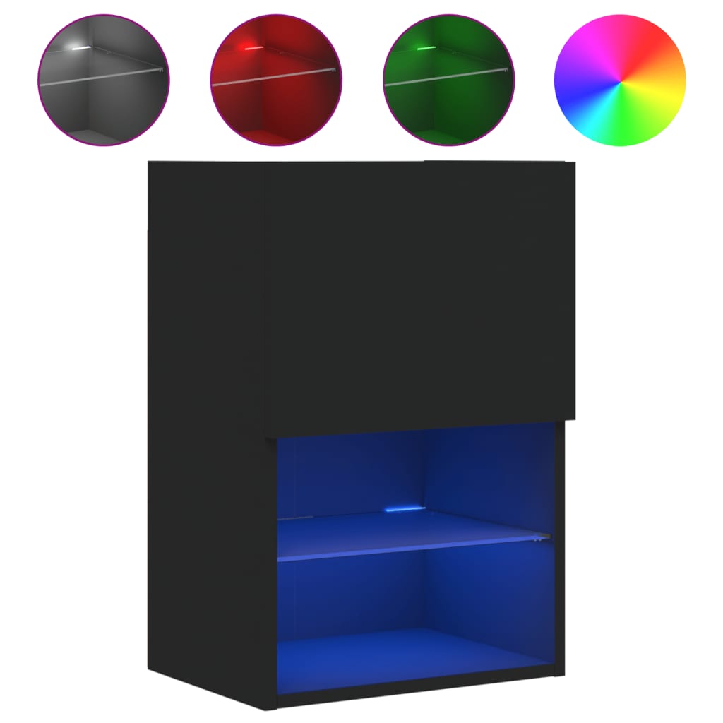 TV Cabinet with LED Lights Black 40.5x30x60 cm