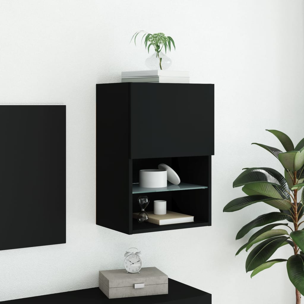 TV Cabinet with LED Lights Black 40.5x30x60 cm