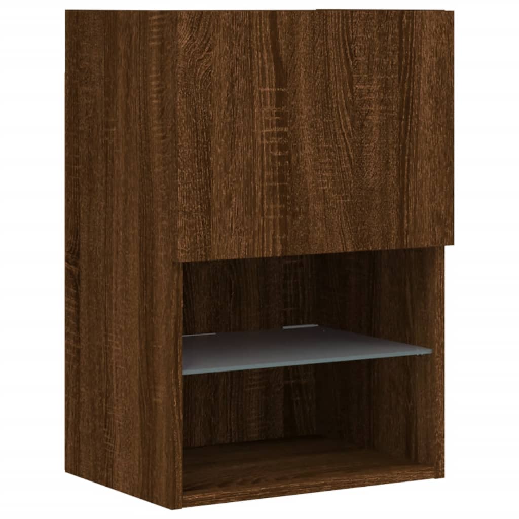 TV Cabinet with LED Lights Brown Oak 40.5x30x60 cm