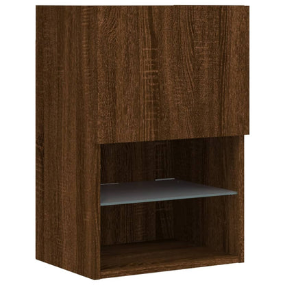 TV Cabinets with LED Lights 2 pcs Brown Oak 40.5x30x60 cm