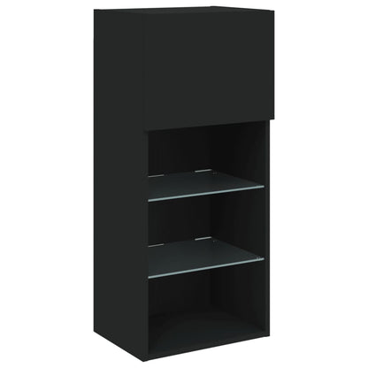 TV Cabinet with LED Lights Black 40.5x30x90 cm