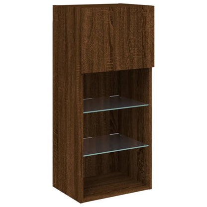 TV Cabinet with LED Lights Brown Oak 40.5x30x90 cm