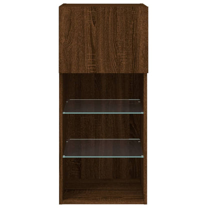 TV Cabinet with LED Lights Brown Oak 40.5x30x90 cm