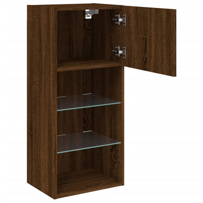 TV Cabinets with LED Lights 2 pcs Brown Oak 40.5x30x90 cm