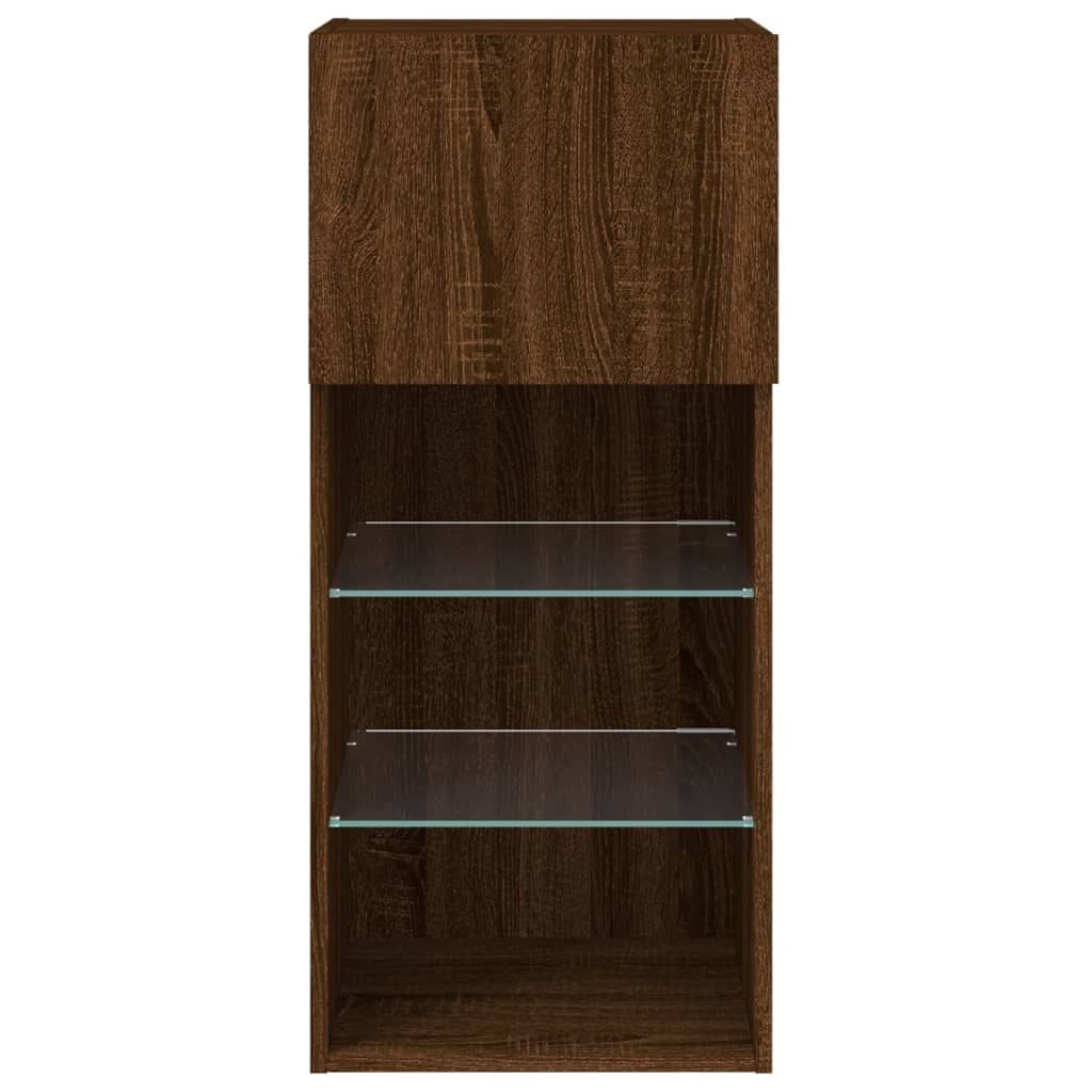 TV Cabinets with LED Lights 2 pcs Brown Oak 40.5x30x90 cm