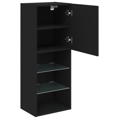 TV Cabinet with LED Lights Black 40.5x30x102 cm